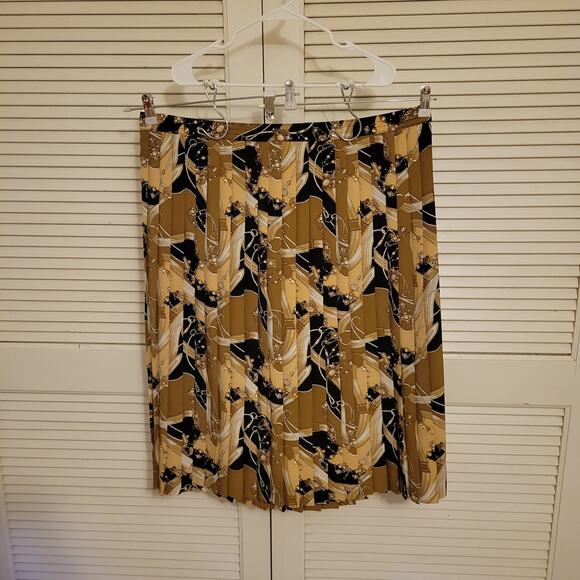 Pleated Abstract Print Midi Skirt Alfred Dunner 18W Vintage 90s Plus Size - Picture 4 of 7